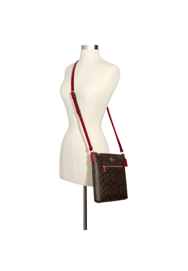 Coach Rowan File Bag C1554 Signature Canvas In Brown Red