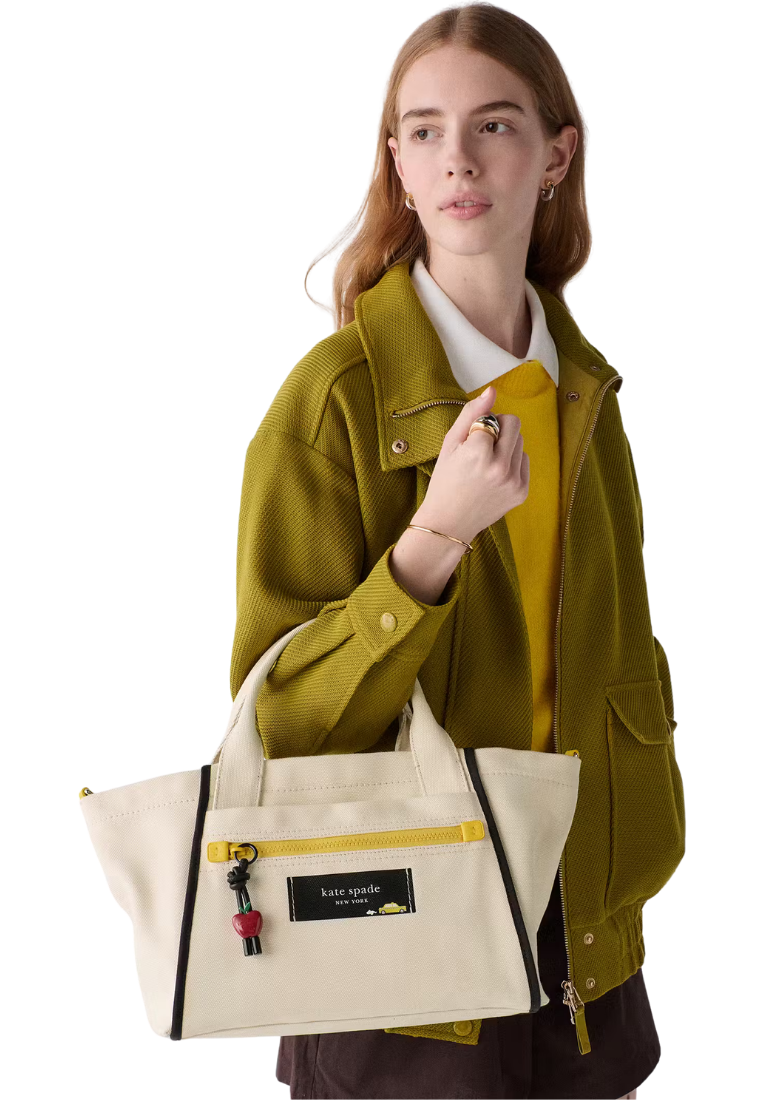 ( PREORDER ) Kate Spade Dash Taxi Canvas Tote Bag In Natural Multi KN956