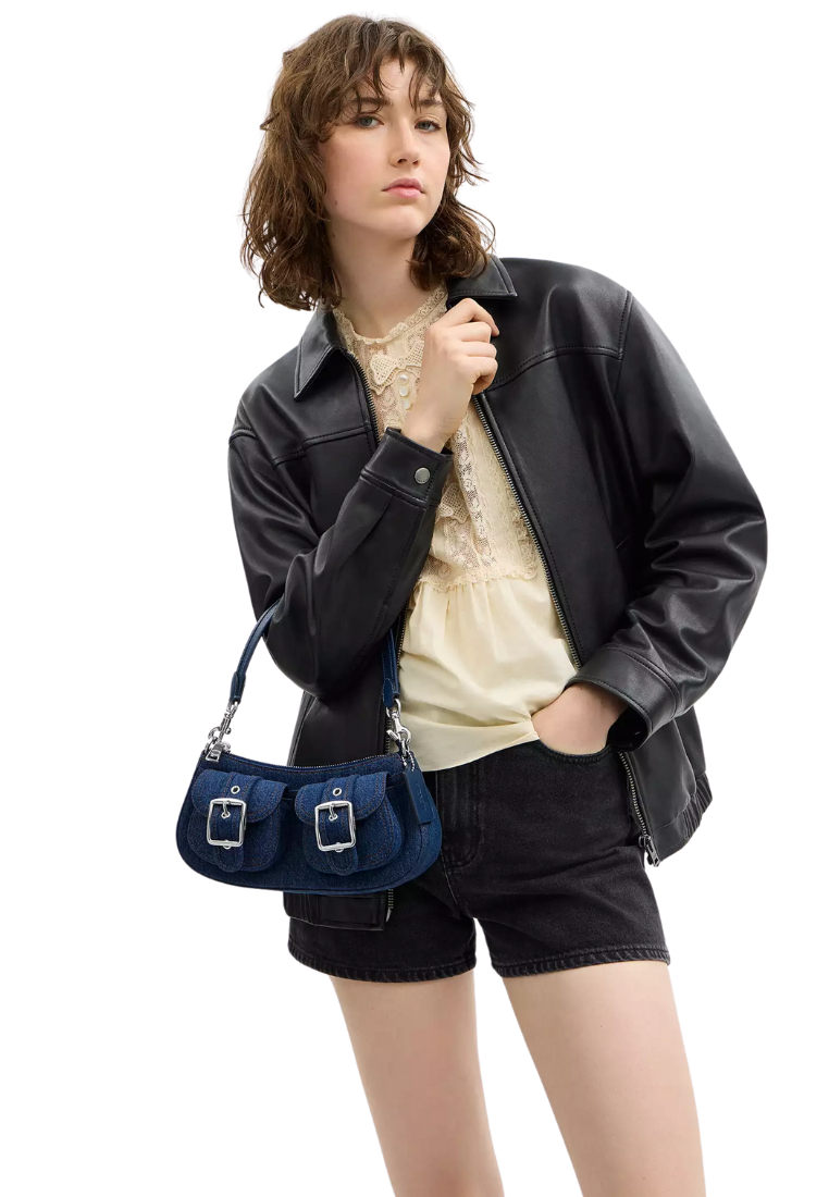 ( PREORDER ) Coach Ashton Shoulder Bag In Denim Silver CAK44