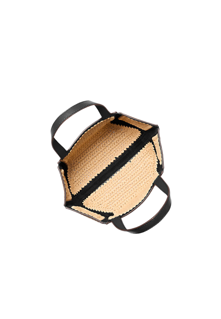 ( PREORDER ) Michael Kors Jordi Small Hand-Crocheted and Leather Tote Bag In Natural Black 30S5G9JT5W