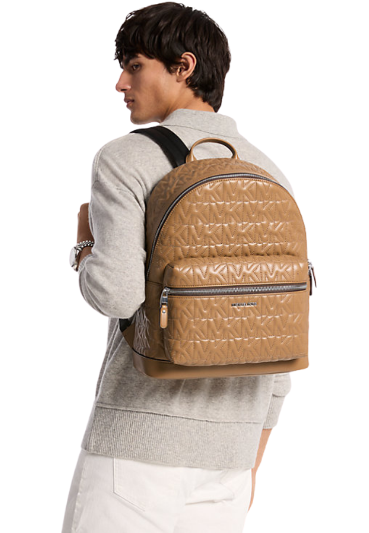 ( PREORDER ) Michael Kors Hudson Medium Logo Embossed Dome Backpack In Husk 33R6SDDB2L