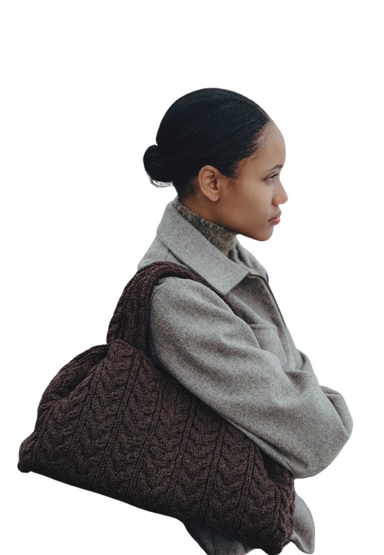 ( PREORDER ) Polene Numero Neuf Large Shoulder Bag In Merino Ebony