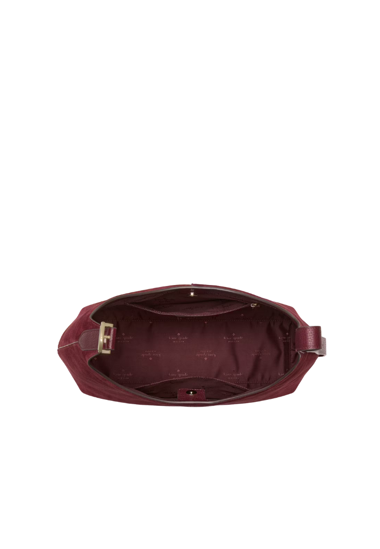 ( PREORDER ) Kate Spade 454 Suede Large Shoulder Bag In Dark Merlot KM151