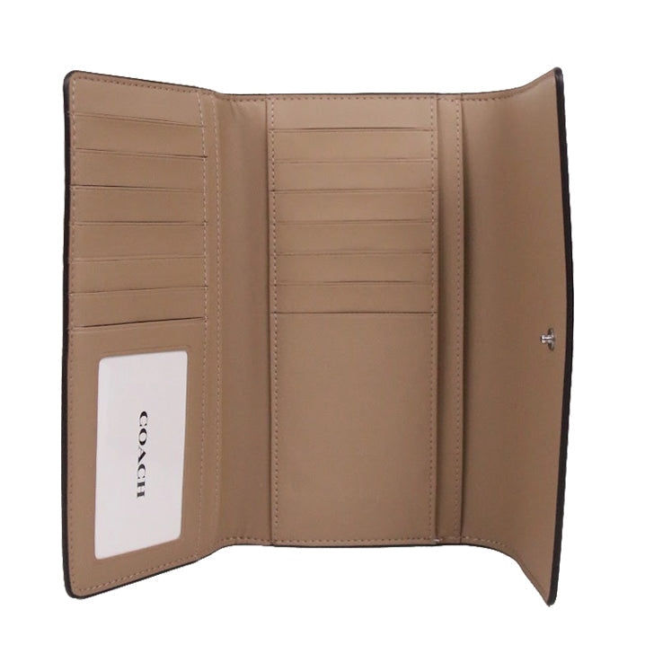 ( AS IS ) Coach Signature Slim C5966 Trifold Wallet In Khaki Powder Blue