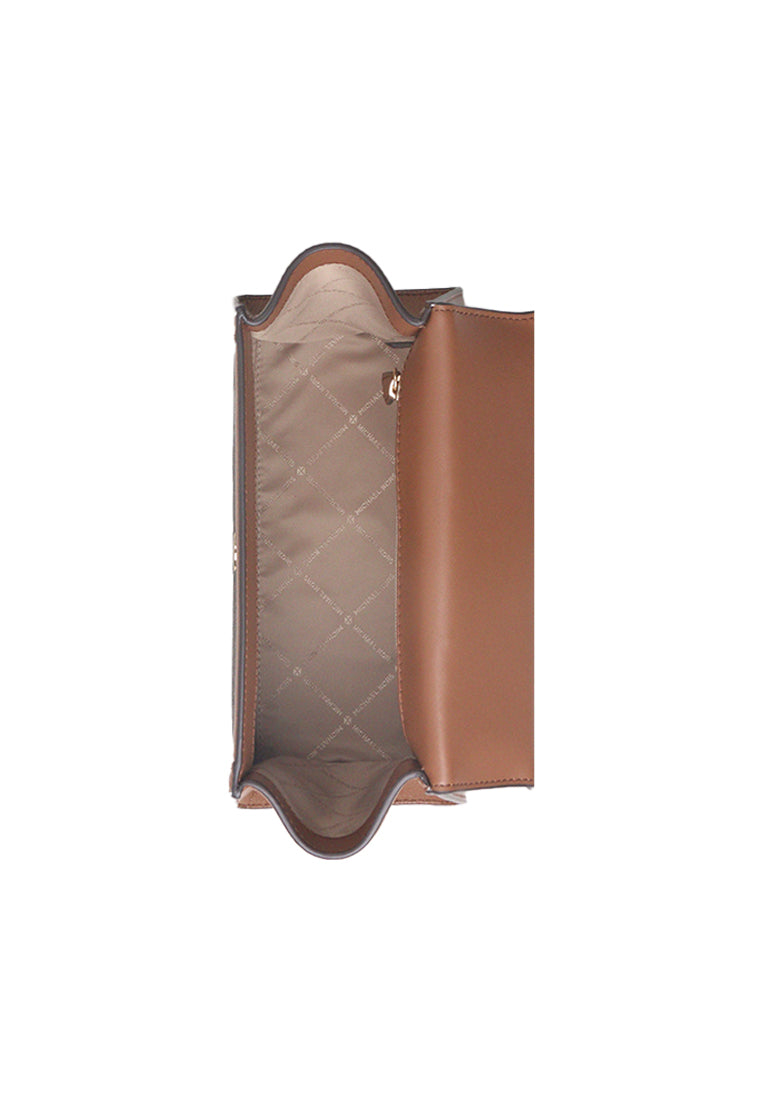 Michael Kors Whitney Medium Flap Logo Top Handle Satchel Bag In Brown 35R4GWHS2B