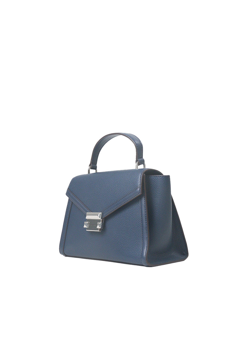Michael Kors Whitney Medium Flap Top Handle Satchel Bag In Navy 35R4SWHS2L