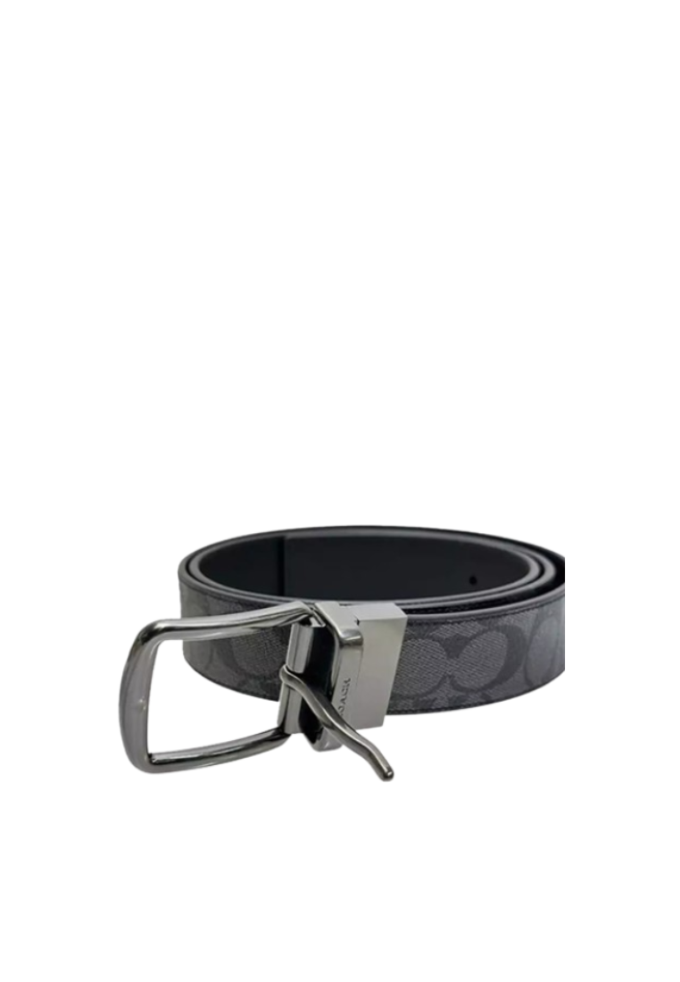 Coach Harness Buckle Cut To Size Reversible Belt In Charcoal Black CQ022