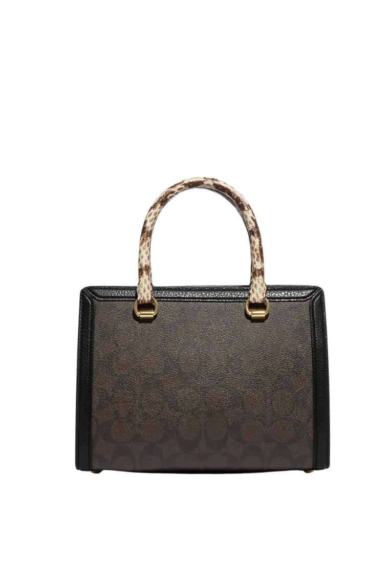 ( AS IS ) Coach Grace Carryall CD701 With Signature Canvas In Brown Black Multi