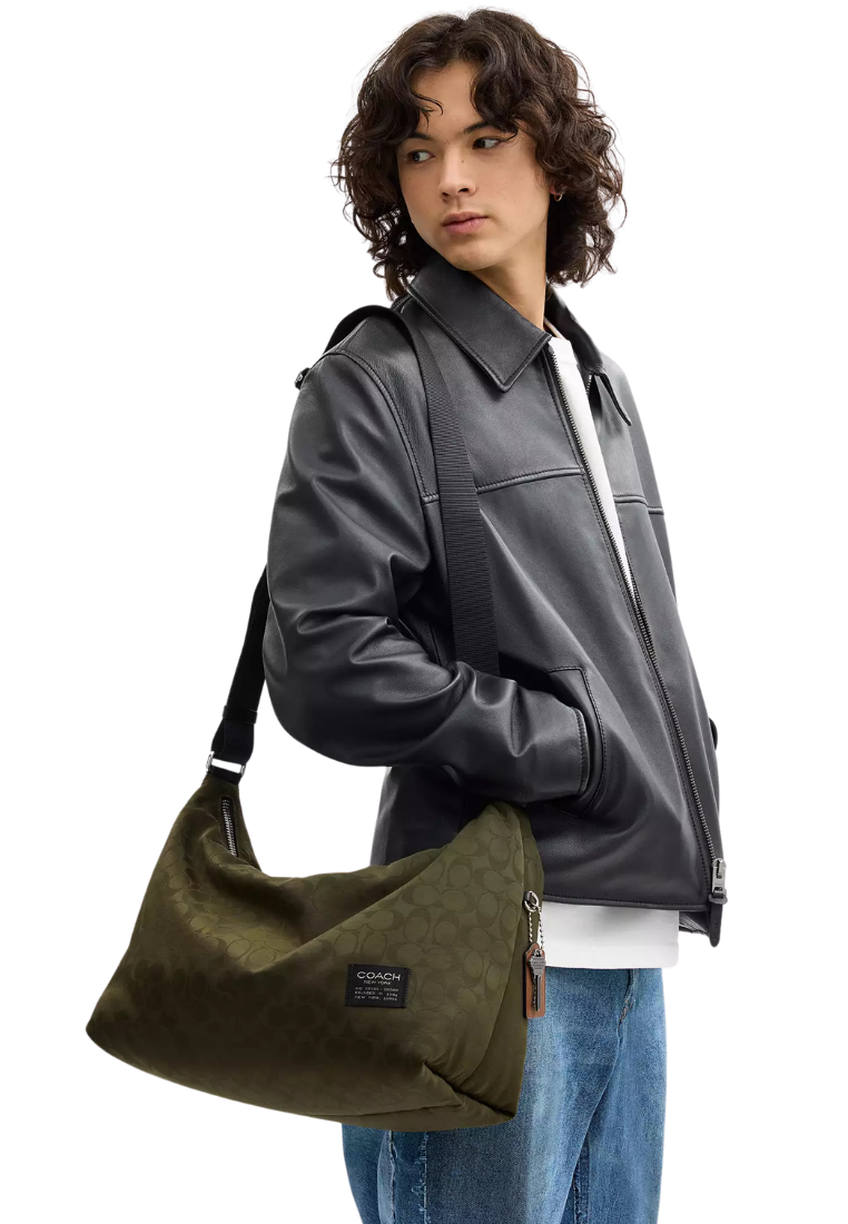 ( PREORDER ) Coach Leo In Signature Nylon Crossbody Bag In Dark Moss CDV02