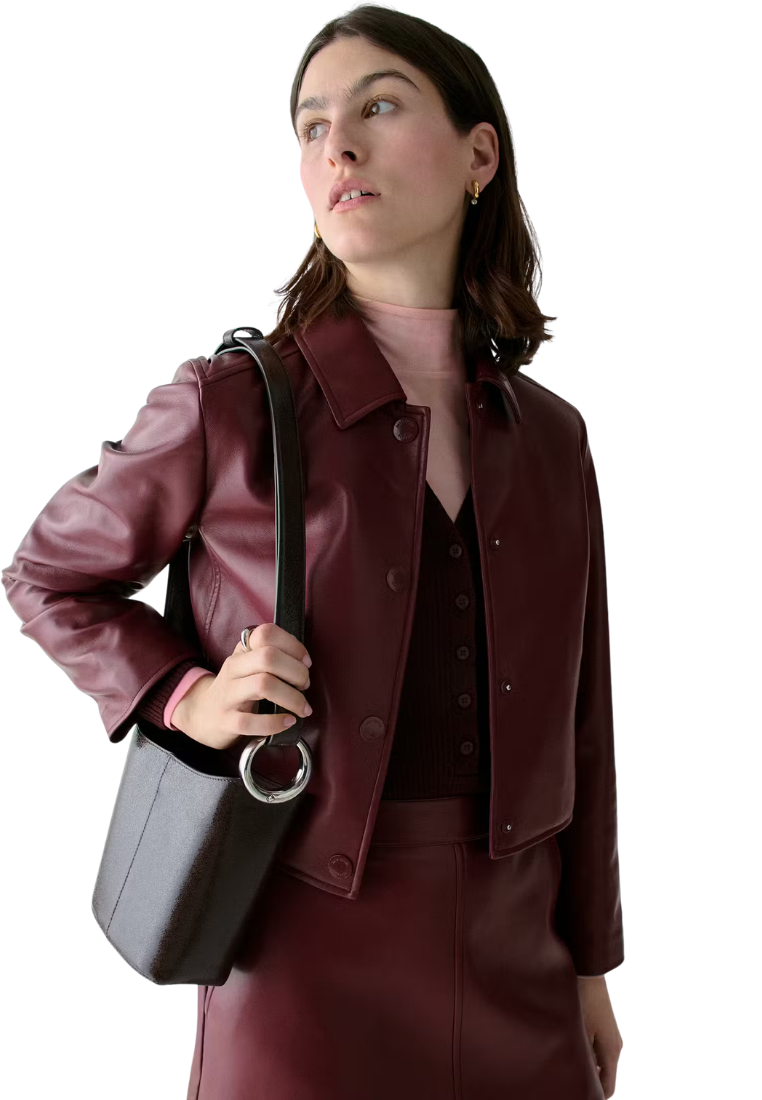 ( PREORDER ) Kate Spade Halo Glazed Leather Mini Bucket Bag In Hot Fudge KM496