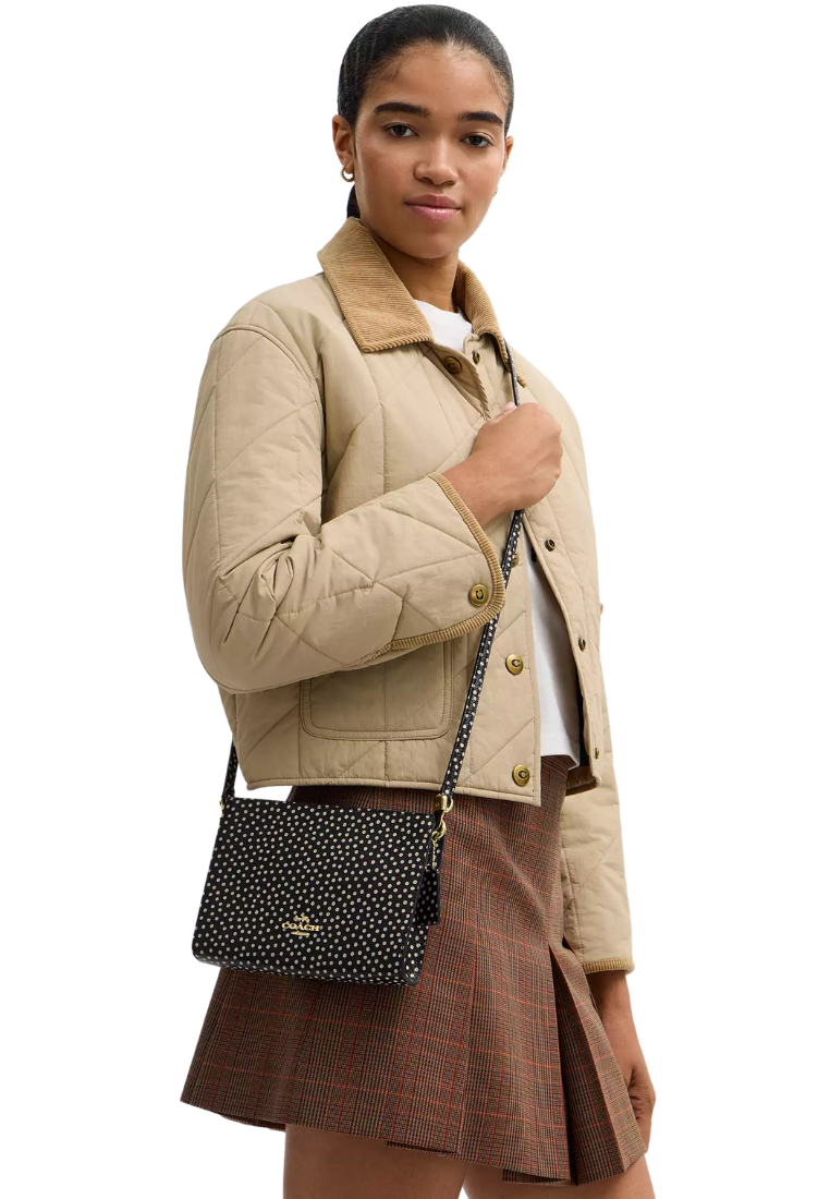 ( PREORDER ) Coach Slim With Spot Print Crossbody Bag In Gold Black Multi CCI77