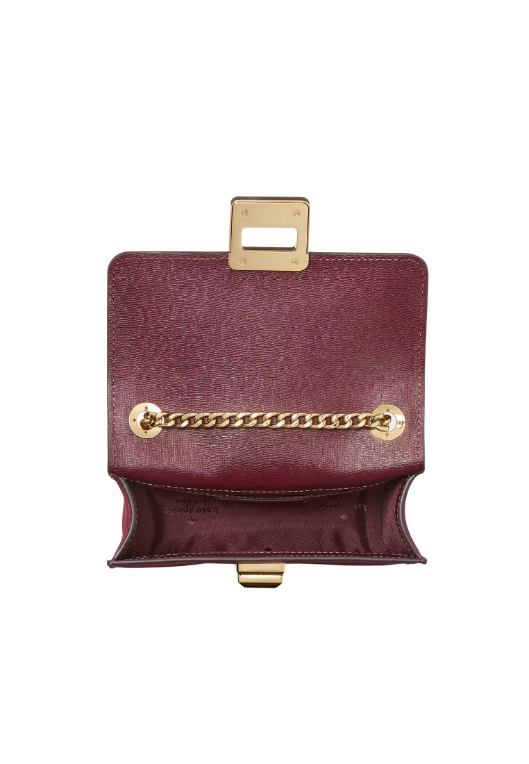 ( PREORDER ) Kate Spade Phoebe Suede Turnlock Mini Flap Crossbody bag In Dark Merlot KM146