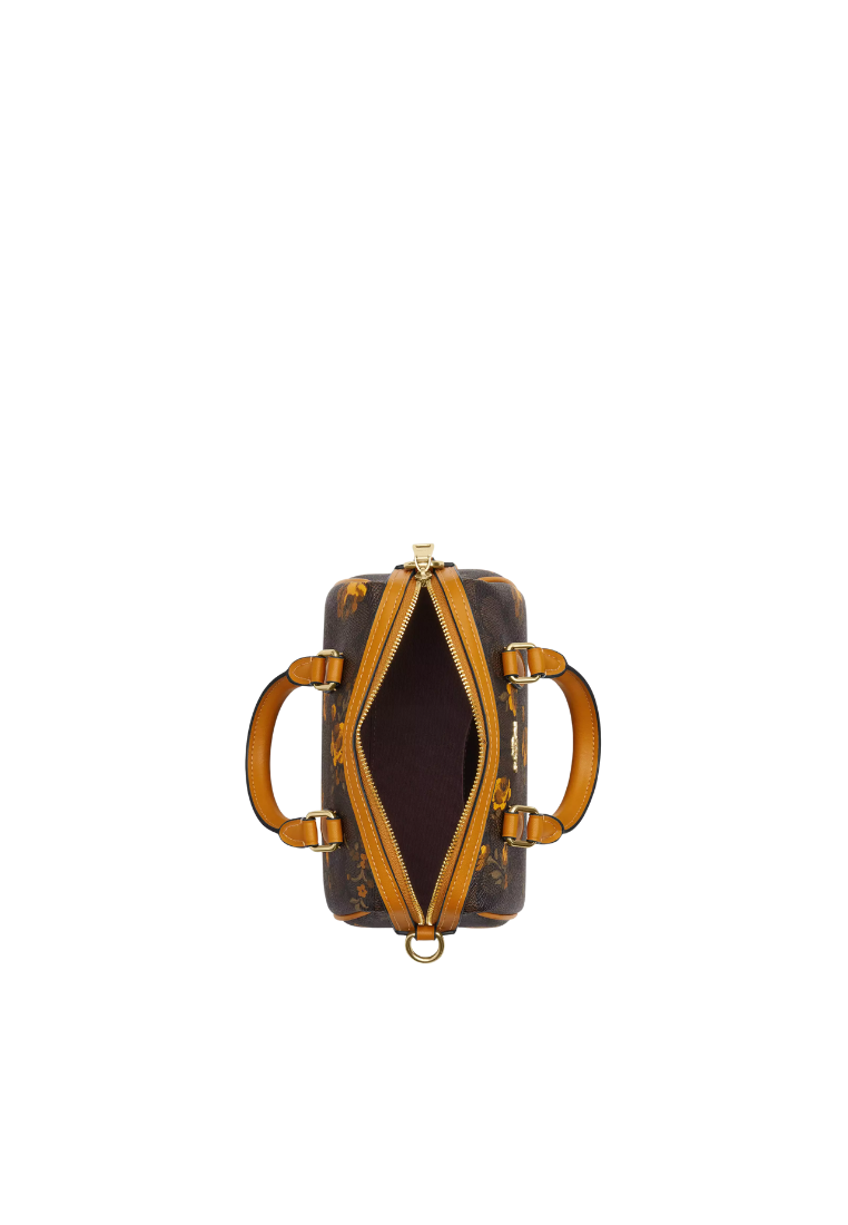 ( PREORDER ) Coach Mini Rowan In Signature Canvas With Floral Print Crossbody Bag In Walnut Yellow CCF31