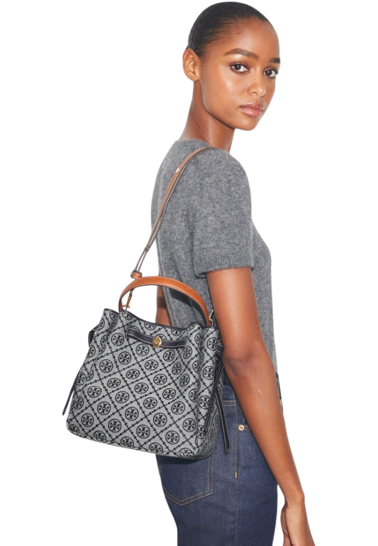 ( PREORDER ) Tory Burch T Monogram Romy Bucket Bag In Tory Navy 178016