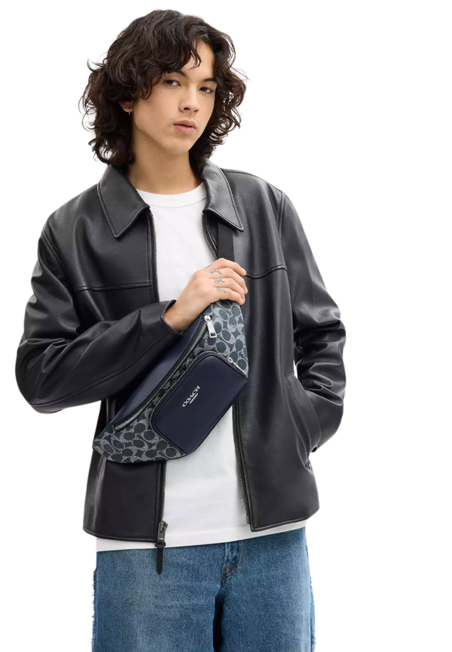 Coach Racer Small Belt Bag In Signature Canvas In Denim Chalk CEB24