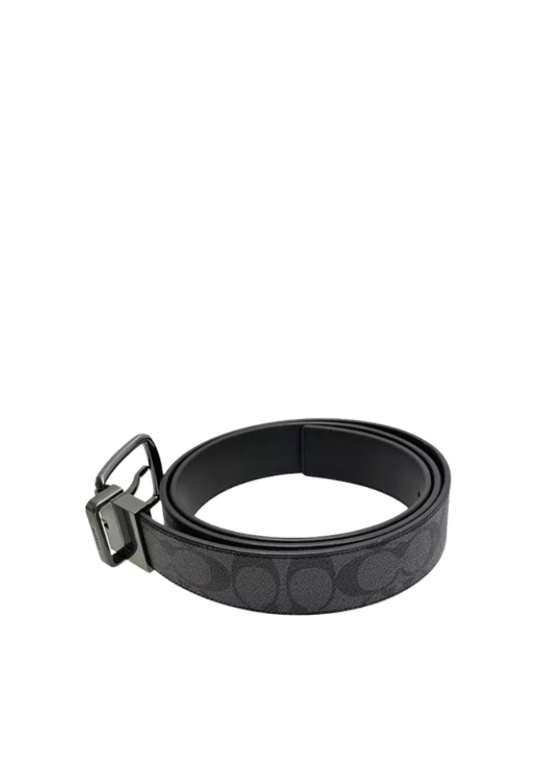 Coach Harness Buckle Cut To Size Reversible Belt In Charcoal Black CQ022