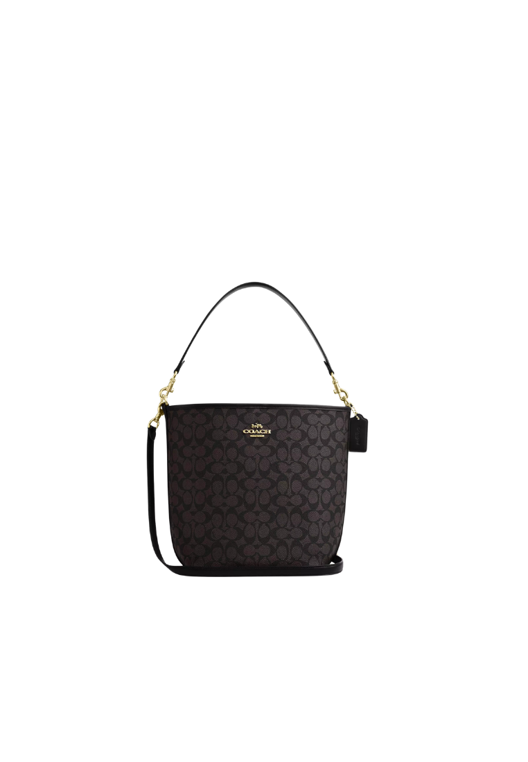 ( PREORDER ) Coach City Large In Signature Canvas Bucket Bag In Walnut Black CT802