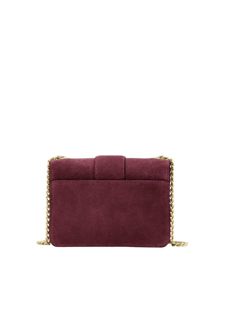 ( PREORDER ) Kate Spade Phoebe Suede Turnlock Mini Flap Crossbody bag In Dark Merlot KM146