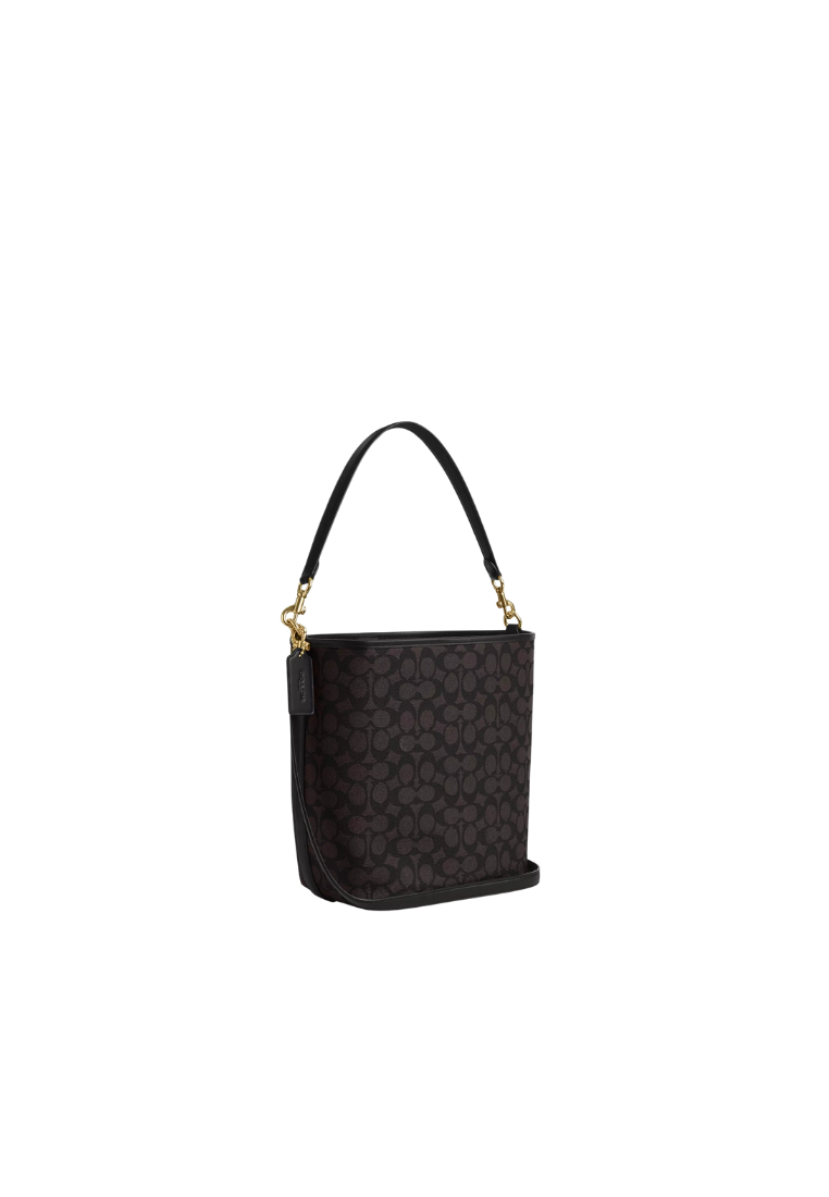 ( PREORDER ) Coach City Large In Signature Canvas Bucket Bag In Walnut Black CT802