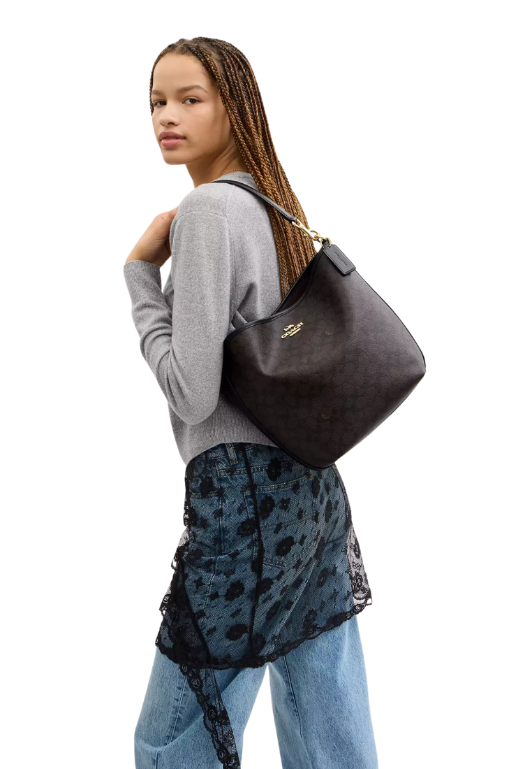 ( PREORDER ) Coach City Large In Signature Canvas Bucket Bag In Walnut Black CT802