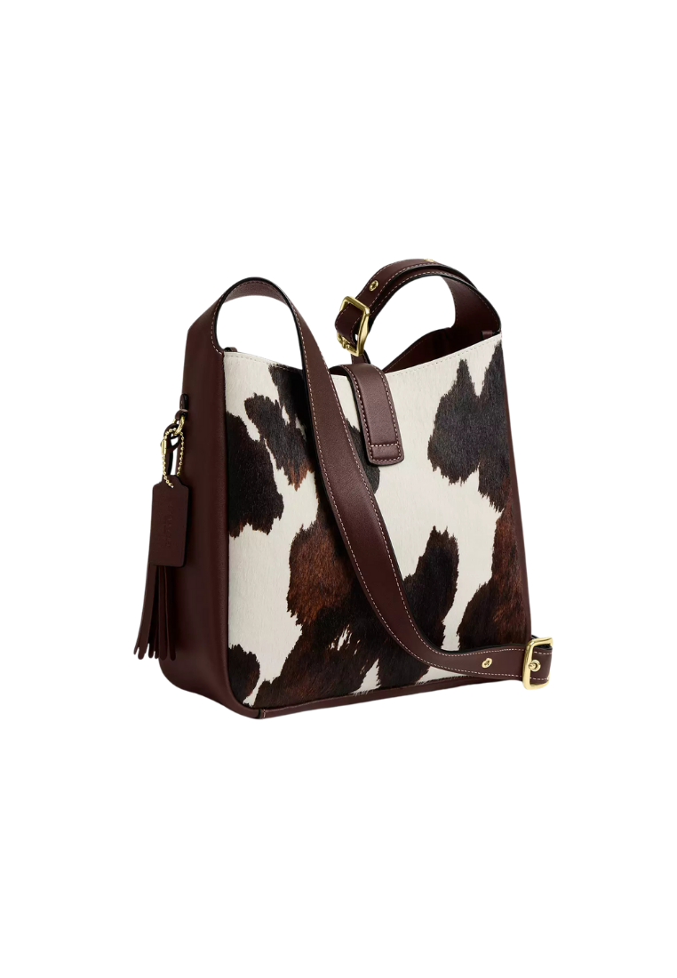 ( PREORDER ) Coach Hadley Convertible With Cow Print And Tassel Crossbody Bag In Cow Multi CCC87