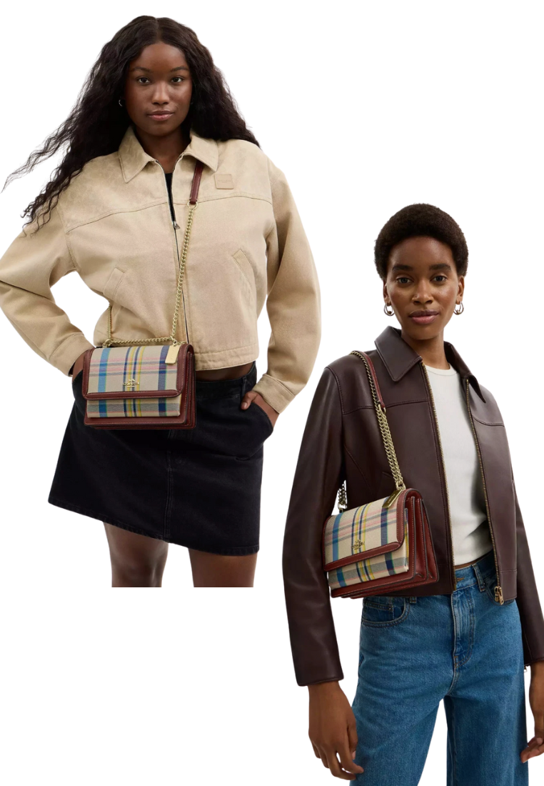 Coach Klare Crossbody Bag With Plaid Print In Dark Natural Multi CB185