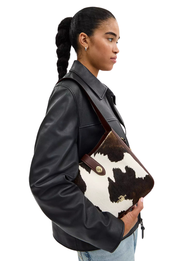 ( PREORDER ) Coach Hadley Convertible With Cow Print And Tassel Crossbody Bag In Cow Multi CCC87