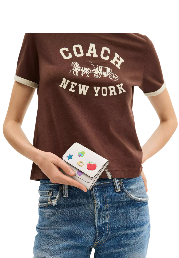( PREORDER ) Coach Mila Small Flap With Sticker Print Wallet In Chalk Multi CCD00