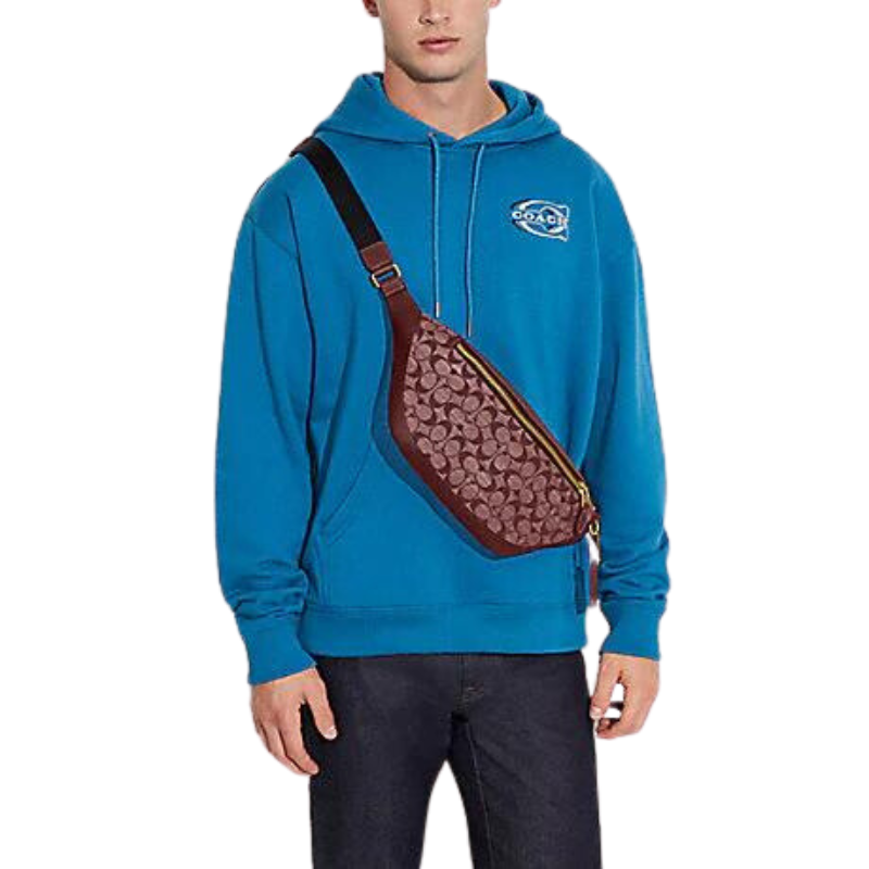 Coach Warren Belt Bag CG994 With Signature Chambray In Chambray Brass/ Wine