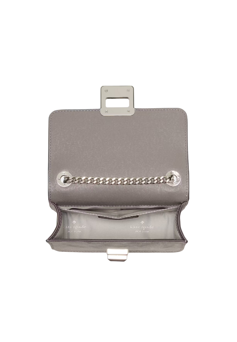 ( PREORDER ) Kate Spade Phoebe Suede Turnlock Mini Flap Crossbody bag In Hare Grey KM146