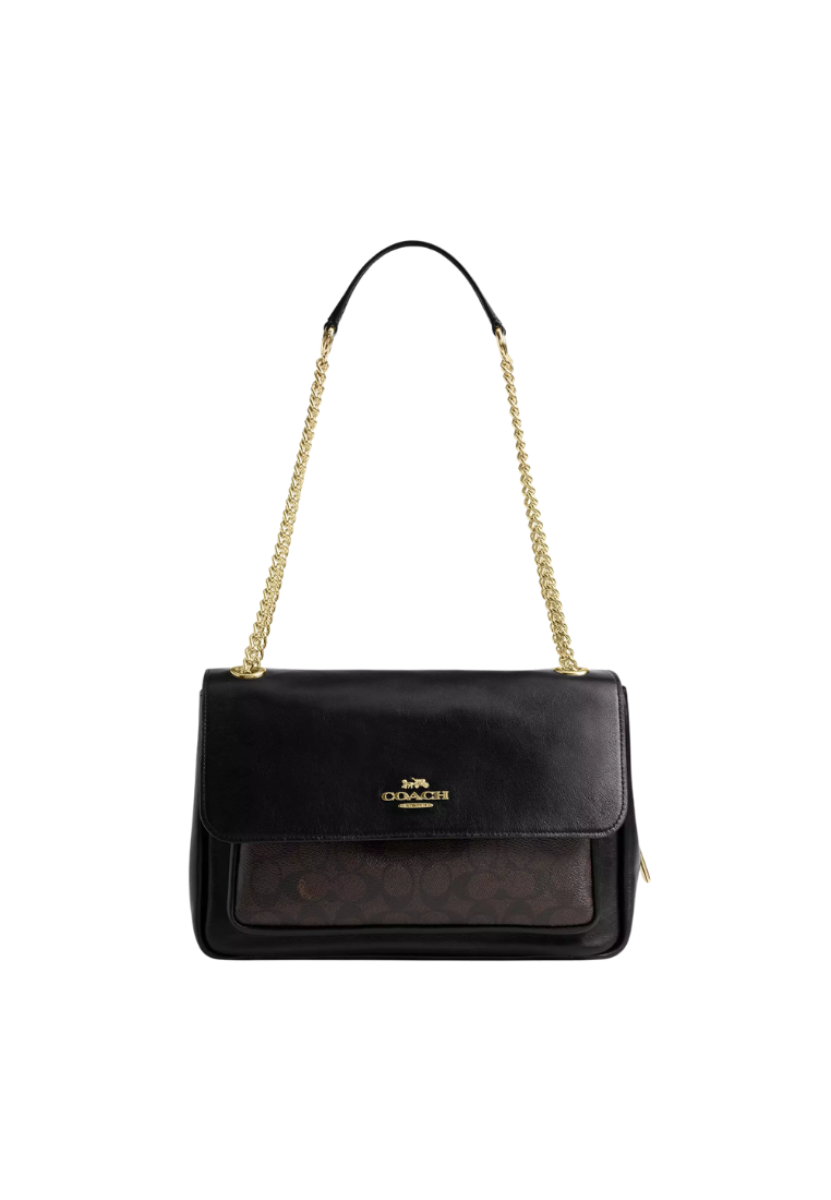 ( PREORDER ) Coach Elodie In Signature Canvas Crossbody Bag In Gold Walnut Black CCF10
