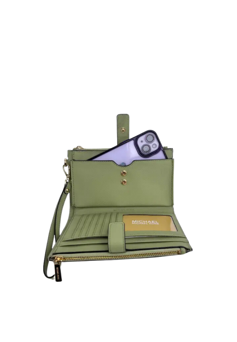 Michael Kors Jet Set Travel Wristlet Large Double Zip In Light Sage 35F8GTVW0L