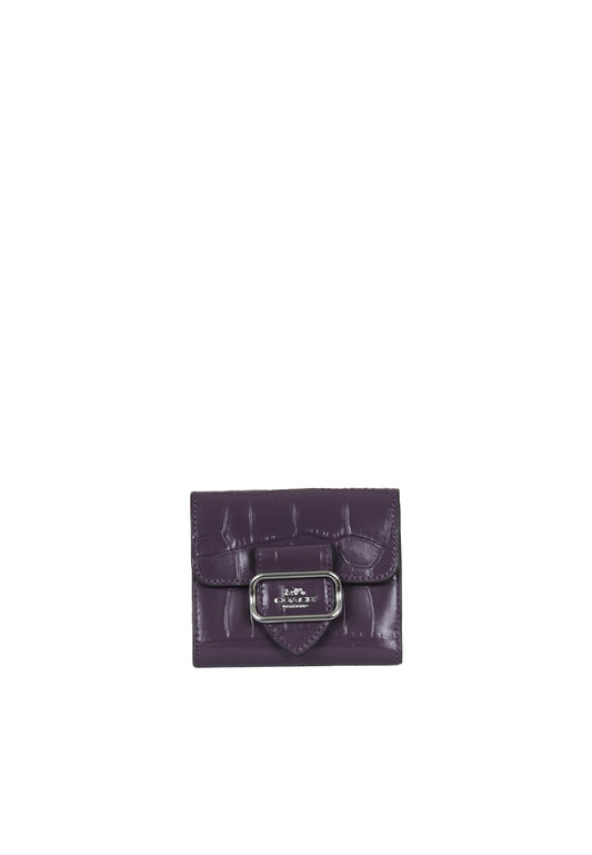 Coach Small Morgan Wallet Embossed Leather In Amethyst CM263