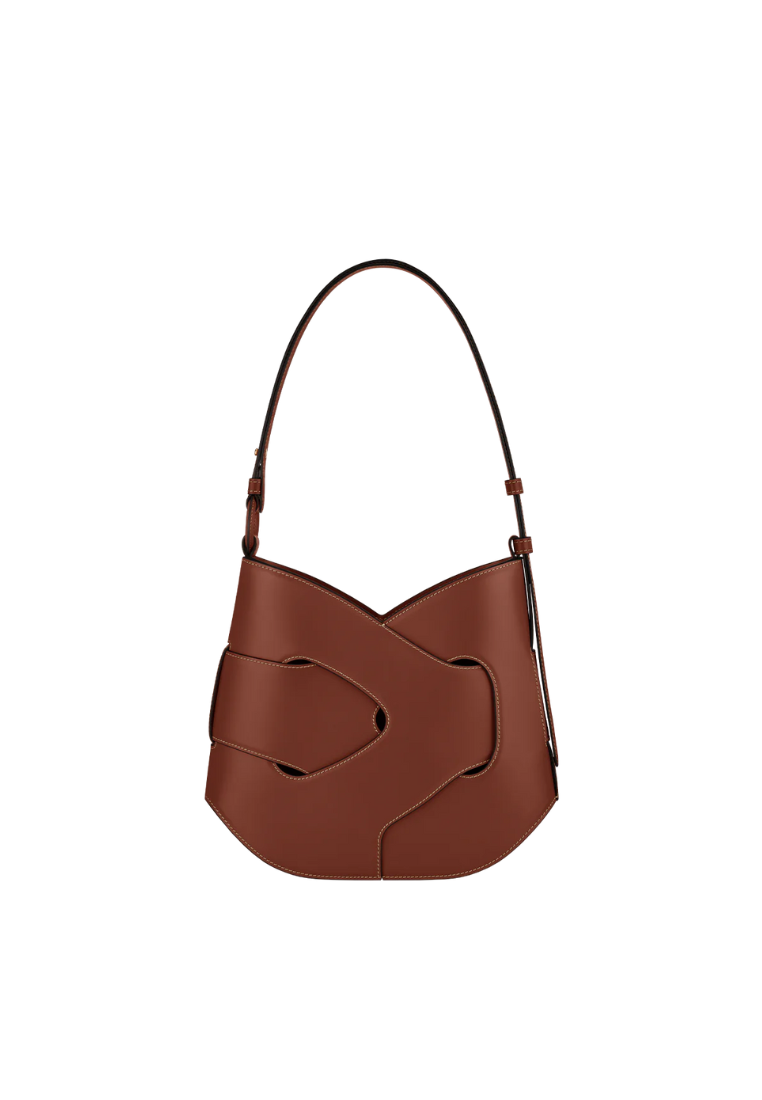 ( PREORDER ) Polene Nodde Hobo Shoulder Bag In Smooth Cognac