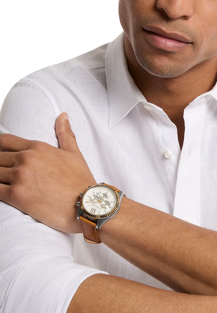 ( PREORDER ) Michael Kors Oversized Lexington Two-Tone Watch In Luggage MK9257