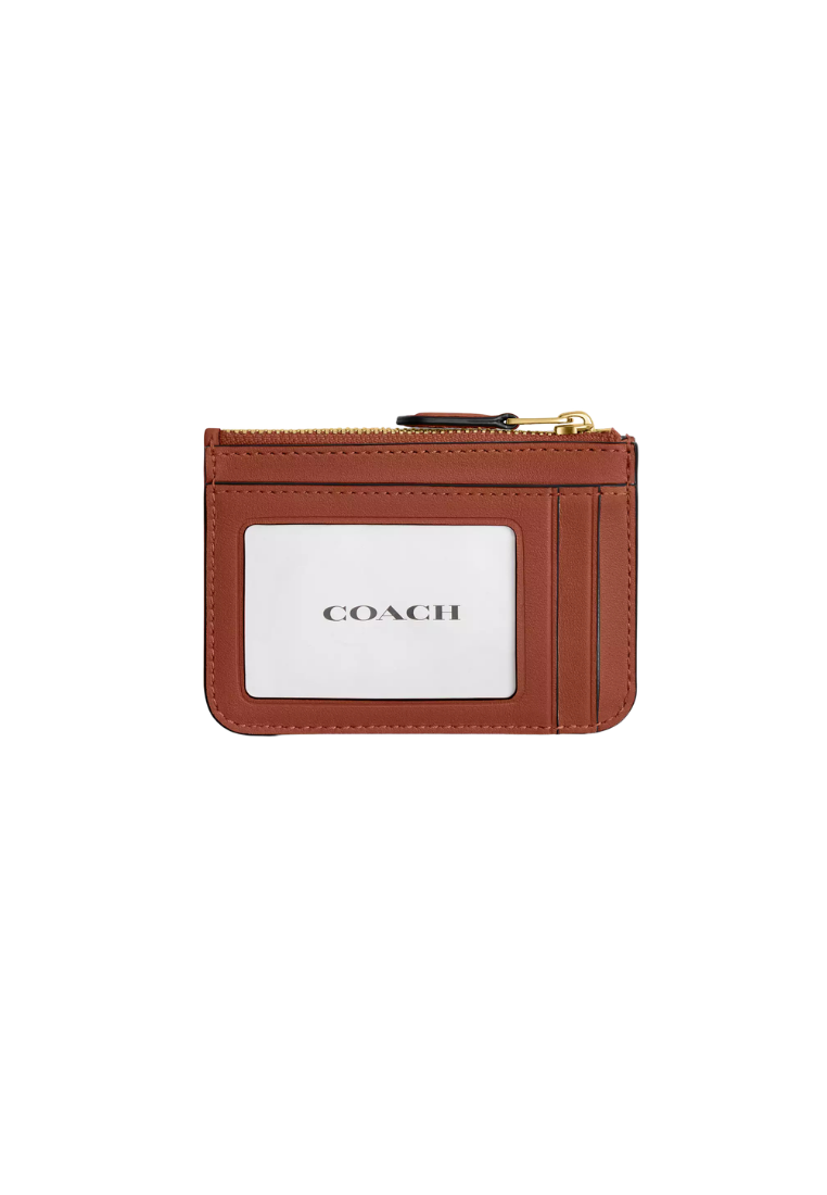 ( PREORDER ) Coach Essential Mini Id In Signature Canvas Card Case In Tan Caramel CI185