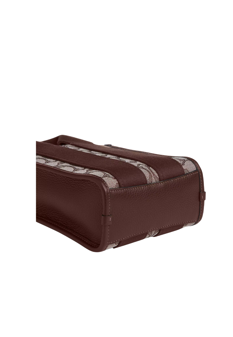 ( PREORDER ) Coach Smith Mini In Signature Jacquard Tote Bag In Silver Oak Maple CCL75