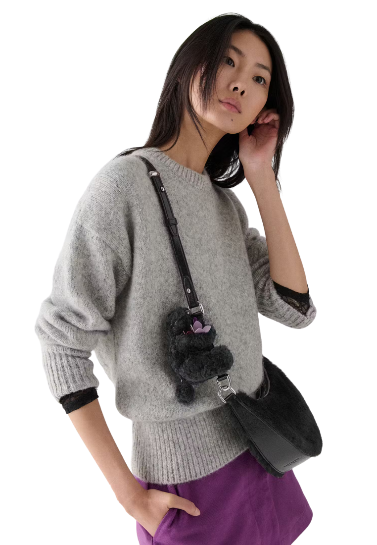 ( PREORDER ) Kate Spade Duo Shearling Bear Crossbody Bag In Black Multi KN277