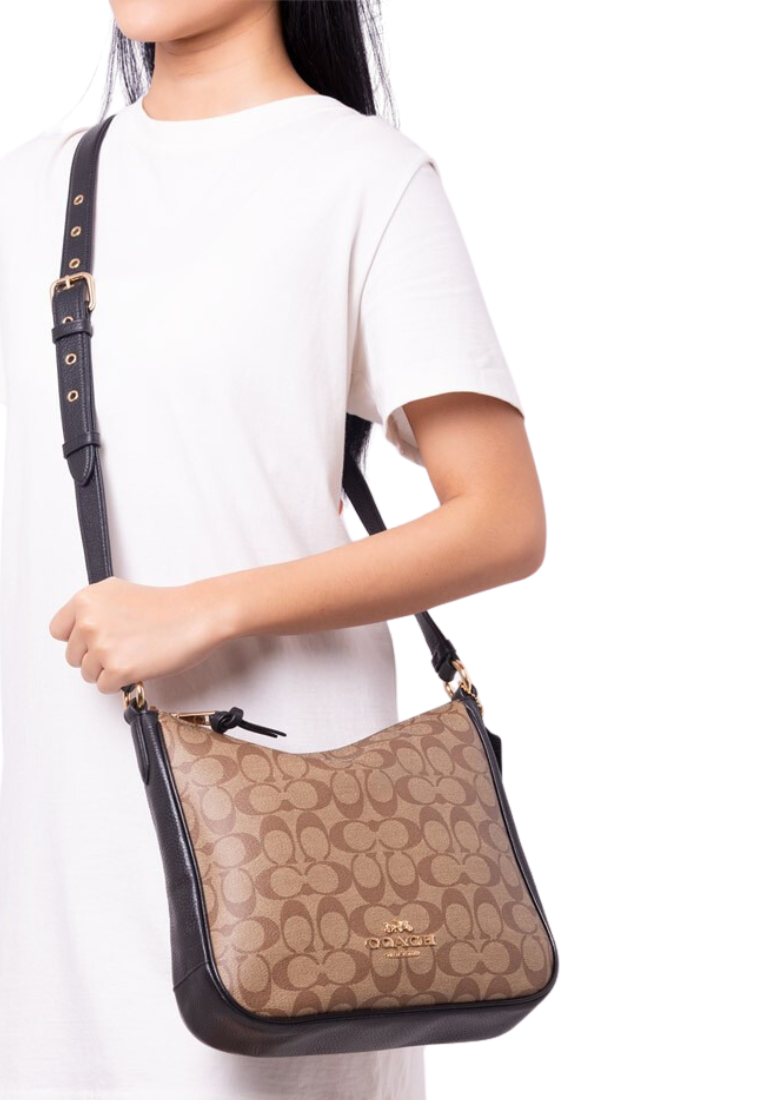 Coach Signature Ellie C1649 File Bag In Khaki Black