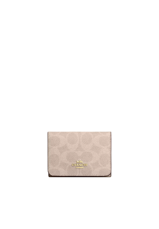 Coach Card Holder Wallet Blocked Signature Canvas In Sand Tan CZ446