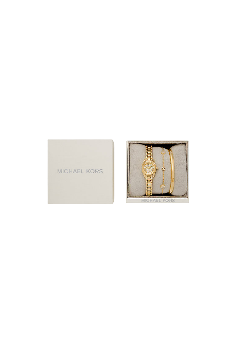 ( PREORDER ) Michael Kors Petite Lexington Pavé Gold-Tone Watch and Jewelry Gift Set In Gold MK4944SET