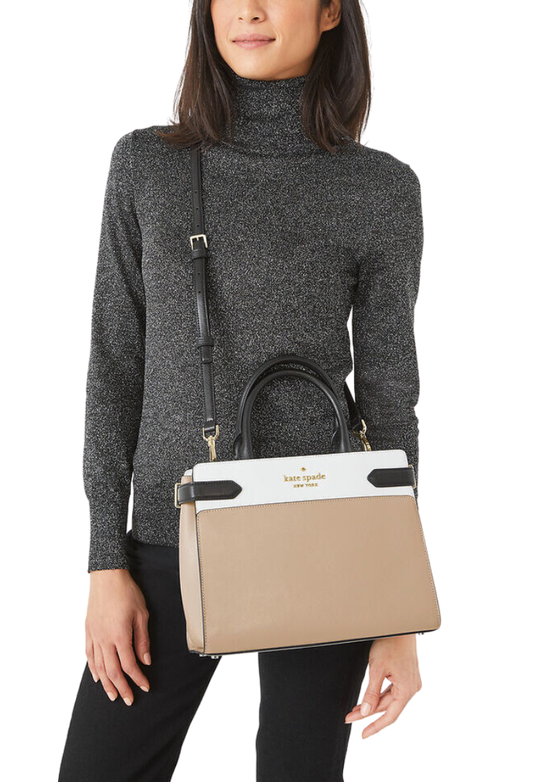 Kate Spade Staci Colorblock WKRU6952 Medium Satchel In WarmBeige Multi