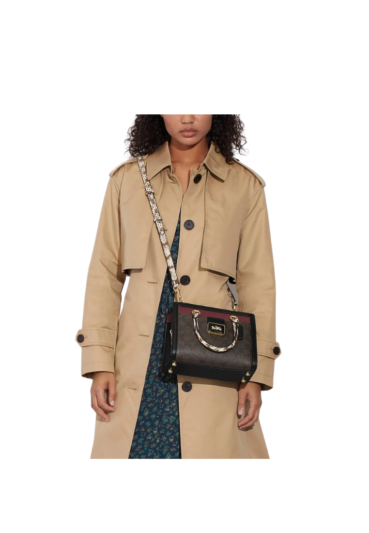 ( AS IS ) Coach Grace Carryall CD701 With Signature Canvas In Brown Black Multi
