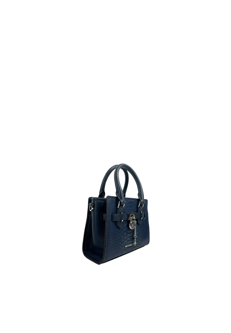 Michael Kors Hamilton XS Snake Satchel Bag In Navy 35R4SH5C0G