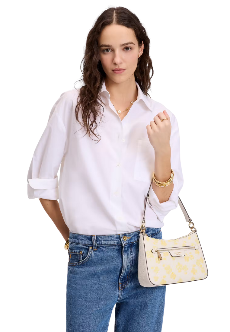 ( PREORDER ) Kate Spade Hudson Spring Pansies Convertible Crossbody bag In Yuzu Jam Multi KK788