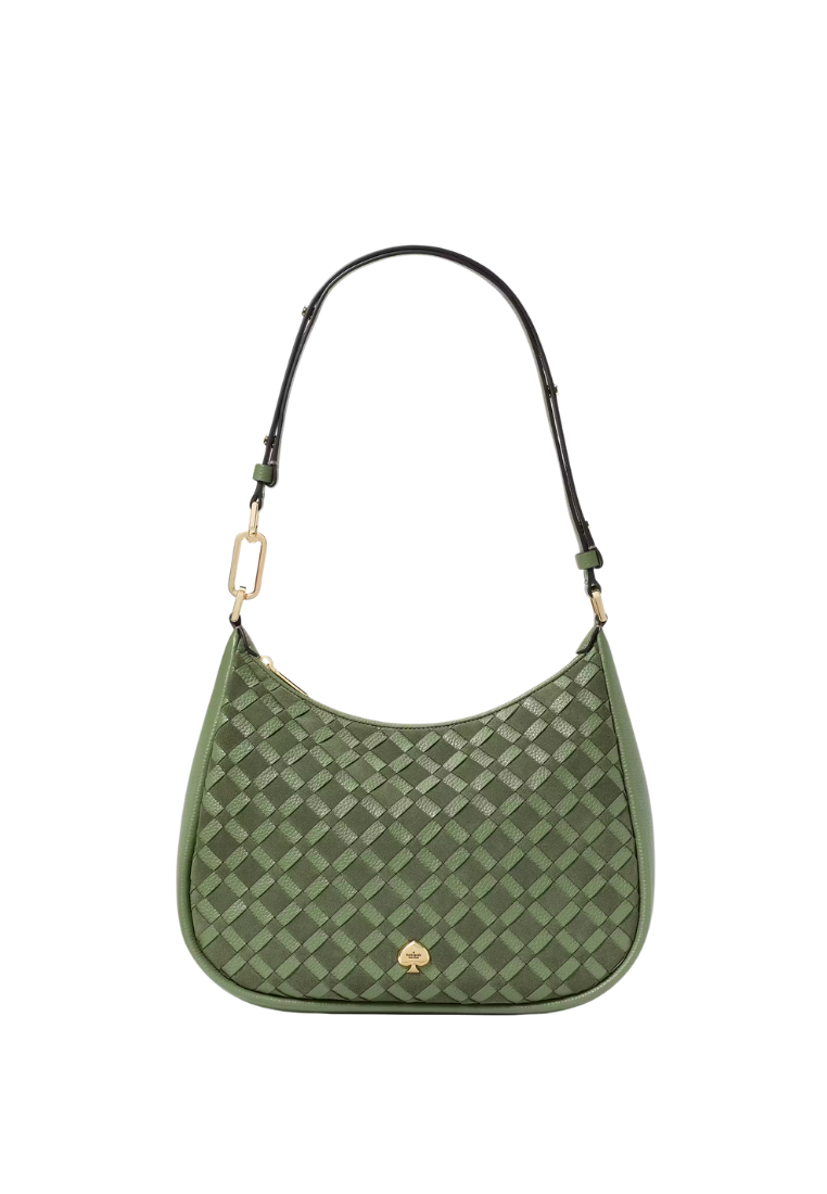 ( PREORDER ) Kate Spade Kayla Woven Leather Large Shoulder Bag In Cedar Stand KM150