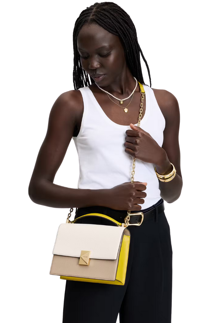 ( PREORDER ) Kate Spade Deco Color-blocked Chain Shoulder Bag In Tigers Eye Multi KK577