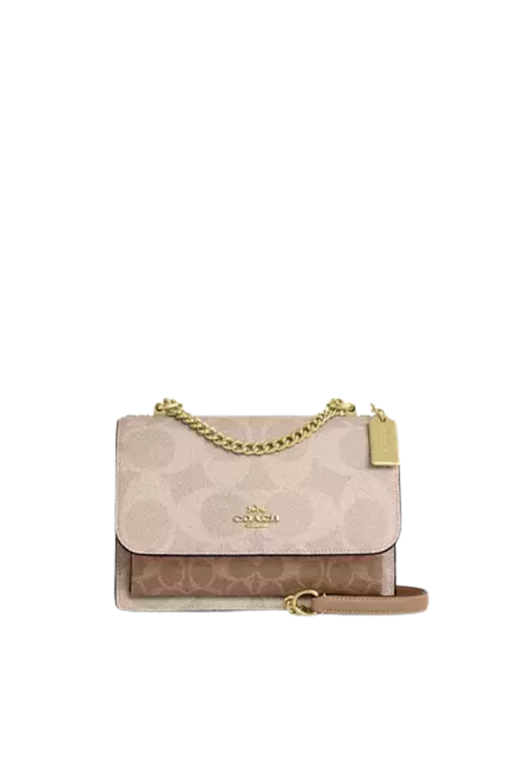 ( PREORDER ) Coach Klare In Blocked Signature Canvas Crossbody Bag In Gold Sand Tan CY678
