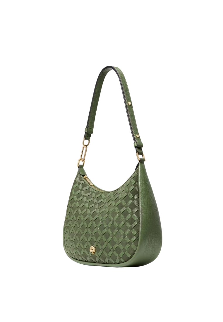 ( PREORDER ) Kate Spade Kayla Woven Leather Large Shoulder Bag In Cedar Stand KM150