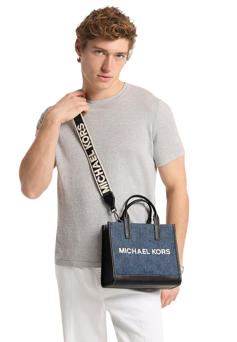 ( PREORDER ) Michael Kors Cooper Denim Convertible Crossbody Bag In Dark Violet Bluwsh 37S6LCOT3C